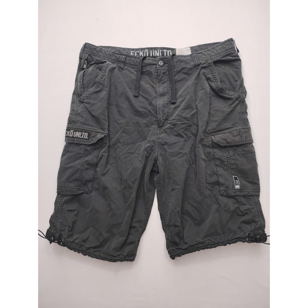 ecko unltd paratrooper Shorts Men's 40 Black Baggy Cargo Y2K Vintage 13in